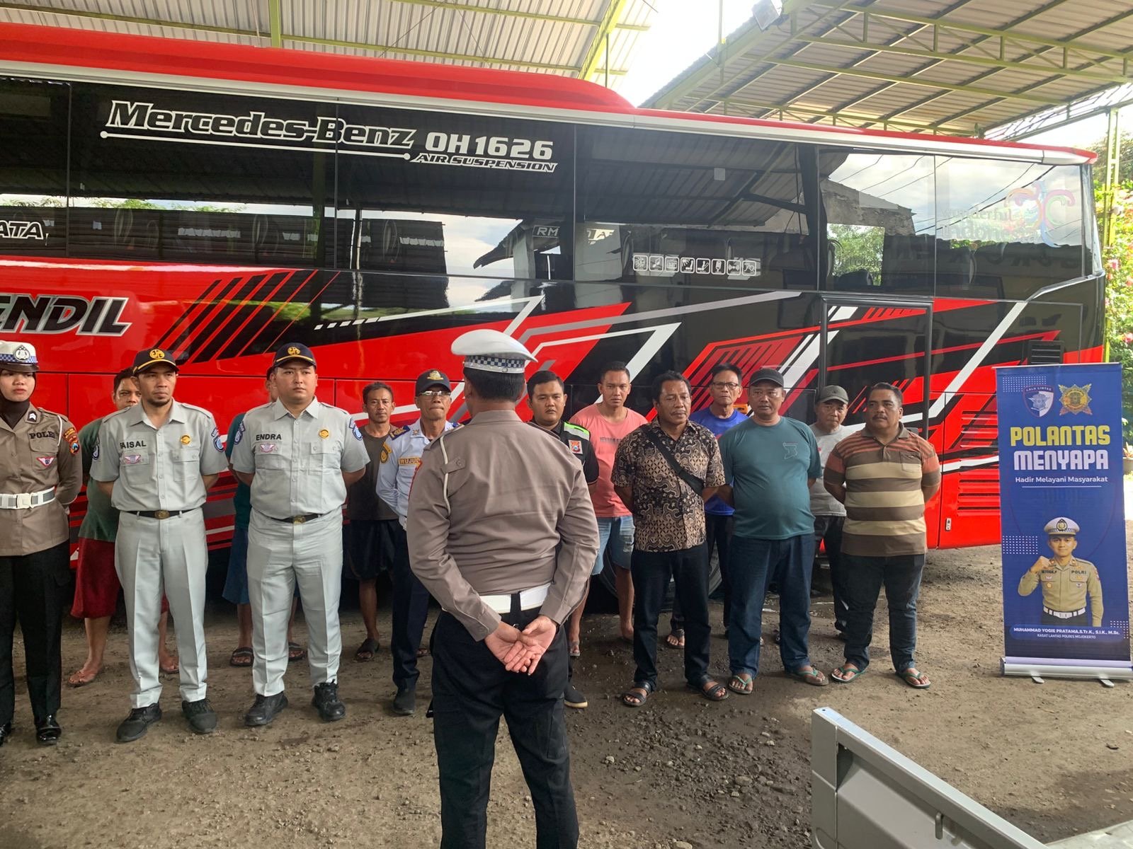 Tingkatkan Keselamatan Angkutan Umum, Satlantas Polres Mojokerto, Dishub dan Jasa Raharja Laksanakan Rampcheck di PO Djoko Kendil