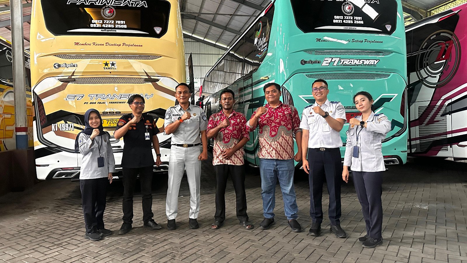 Jasa Raharja Klaten dan Tim Gabungan Gelar Rampcheck di PO Dua Tujuh Transway Utama dan Dika Transindo Jaya Klaten