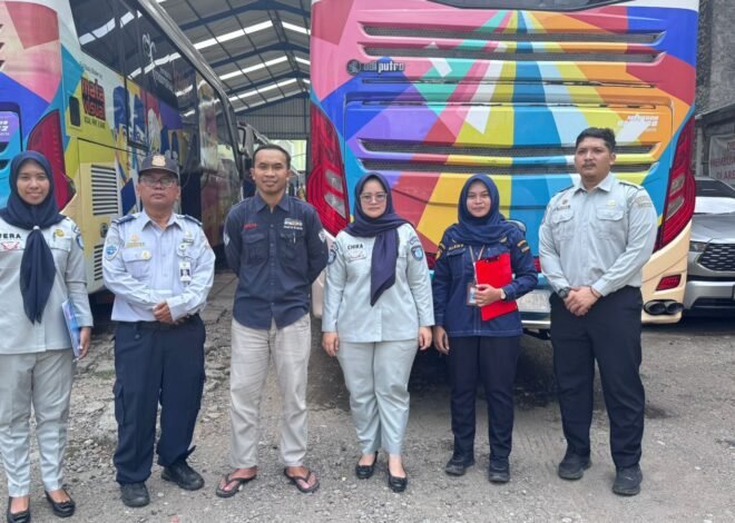 Rampcheck Bus Pariwisata Sriwijaya Transport dan Mata Trans Jelang Angkutan Lebaran 2026