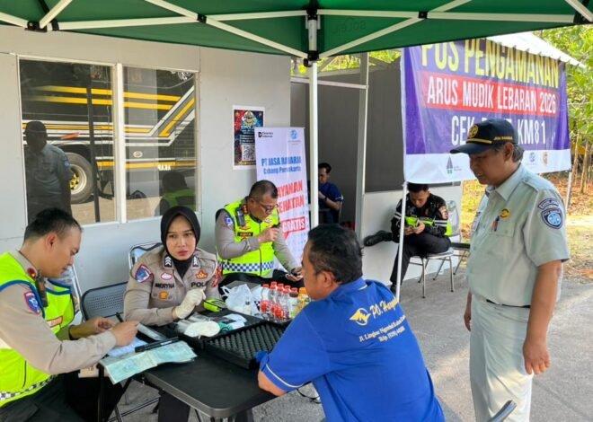 Sinergi Jasa Raharja Purwakarta, Unit Kamsel, dan Dishub Gelar Ramp Check serta Layanan Kesehatan di Tol Cipali KM 81