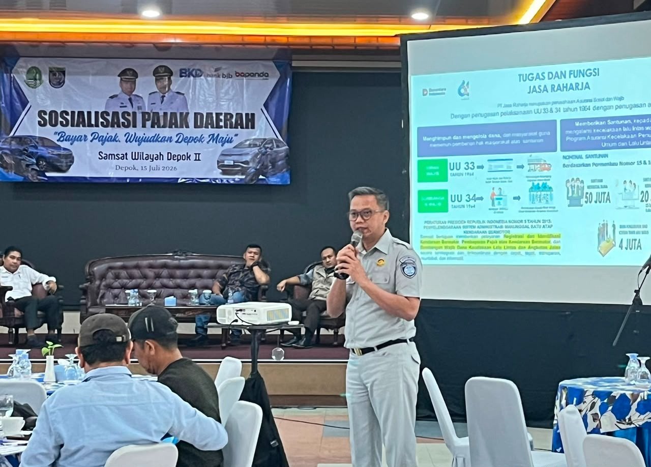 Sinergi Tingkatkan Kepatuhan, PT Jasa Raharja (Persero) Cabang Bogor Hadir dalam Sosialisasi UU HKPD di Kelurahan Limo