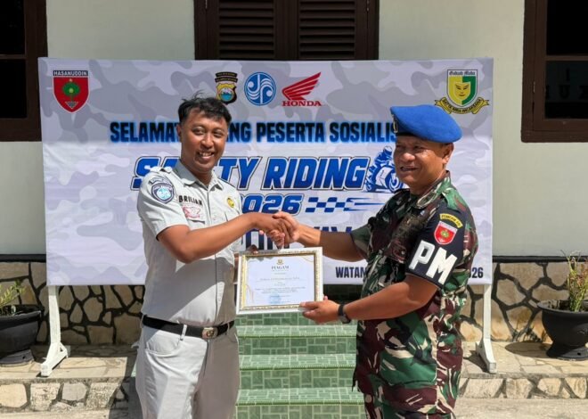 Dari Edukasi Menuju Keselamatan, Jasa Raharja Watampone Gelar Safety Riding di Denpom XIV/1 Bone