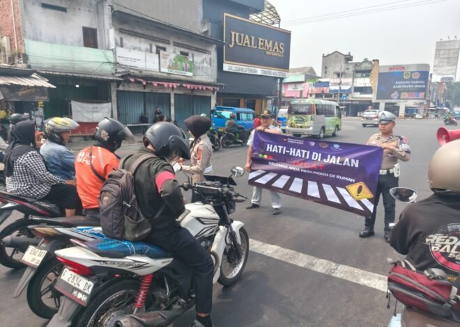 Sinergi Jasa Raharja Bogor dan Polres Bogor dalam Aksi Simpatik di Titik Rawan Laka Kecamatan Gunung Putri dan Cileungsi