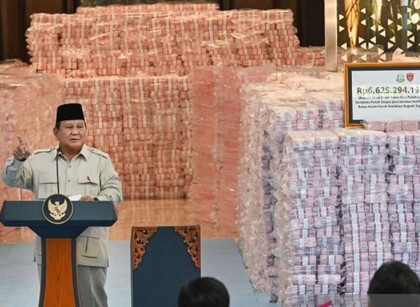 Fokus Berantas Pelanggaran, Prabowo Kembali Saksikan Penyetoran Hasil Kerja Satgas PKH